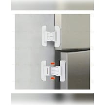 Mainshop 2 Adet Çocuk Güvenliği İçin Buzdolabı Kapısı Kilit, Kapı Sabitleyici Toka M-360 Beyaz
