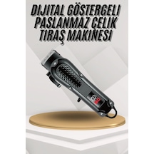Dijital Profesyonel Kablosuz Saç Sakal Tıraş Makinası Sessiz Paslanmaz Çelik 1.5 Saat