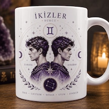 İkizler Burcu Temalı Kupa Bardak Astroloji Ve Burç Tasarımlı Seramik Kupa Beyaz