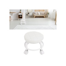 Xiyyadms Yüksek Dayanıklı Düşük Kayar Tabure - Pu Deri, Sessiz Tekerlekli, Çok Fonksiyonlu Temizlik, Manikür, Yoga - 25x5x23cm, Beyaz Beyaz