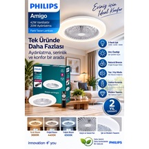 Philips Amigo Fanlı Tavan Lambası 42w Vantilatör + 20 W Aydınlatma Gücü Simli Tasarım