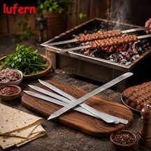Özel Tasarım Profesyonel Adana Kebap Şişi 60 Cm Geniş Yassı Metal Mangal Ekipmanı Urfa Izgara