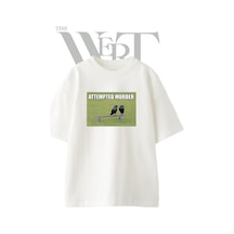 Thewert Attempted Murder Meme Tasarım Baskılı Ünisex Beyaz Oversize T-shirt