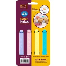 4'lü Pratik Poşet Klipsi Küçük Boy Pratik 4 Adet Kıskaç Klips Kumaş Çok Renkli Diğer