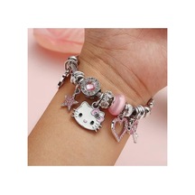 Lunarie Pembe Hello Kitty Figürlü Dolu Charm Kelepçe Bileklik Çok renkli