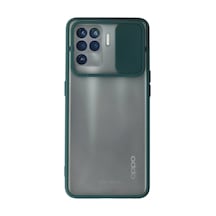 Oppo Reno 5 Lite Kılıf Palm Buzlu Kamera Sürgülü Silikon - Yeşil -