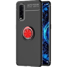 Newface Oppo Find X2 Kılıf Range Yüzüklü Silikon - Siyah-kırmızı