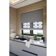 Perdea Lazer Kesim Mat Stor Perde, Lazer Kesimli Klasik Serisi, C-141004 Antrasit Renk