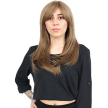 Düz Perçemli Orta Boy Fiber Sentetik Peruk / Bebek Kumralı - Zmff-713758 Renkli