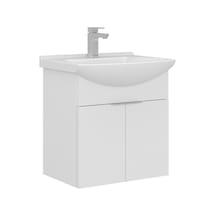 Orka Purus 55 Cm Parlak Beyaz Banyo Dolabı Alt Modül Lavabo Asma Beyaz