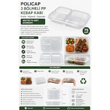 Policap 3 Bölmeli Pp Kebap Kabı Koli İçi 75 Adet Starcup