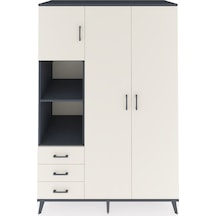 Kronos Dolap 6 Raflı 3 Çekmeceli Tek Askılı 132x59x195 Antrasit-aytaşı/aytaşı Aytası/aytası - Antrasıt