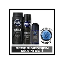 Nivea Deep Dimension 48 Saat Aktif Karbon Erkek Sprey Deodorant 150 ML + Duş Jeli 500 ML + Roll-On Deodorant 50 ML + Banyo Lifi