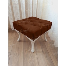 Kapitoneli Makyaj Pufu Ayak Ucu Puf Beyaz Ayak 45 45 Kahve