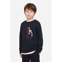 Tshirthane Mike Tyson Punch Boks Baskılı Unisex Çocuk Siyah Sweatshirt Siyah