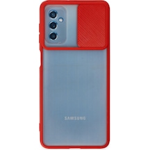 Ilkeshop Newface Samsung Galaxy Uyumlu M52 5g Kılıf Palm Buzlu Kamera Sürgülü Silikon - Kırmızı