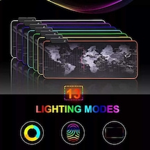 Büyük Oyuncu Rgb Mousepad Ve Klavye Pad Kırmızı Altıgen Desenli Red Hex Tasarım Işıklı 70cm X 30cm Mouse Pad