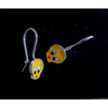 925 Ayar Gümüş Sarı Civciv Tweety Li Çengelli Gümüş Çocuk Küpesi