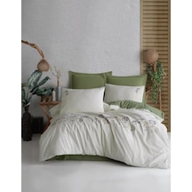 Şaheser Home Collection Botanic Nakışlı Nevresim Takımı, %100 Pamuk Çift Kişilik 6'lı Set 200x220 Nevresim-240x260 Çarşaf Yeşil