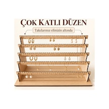 Ahşap Yüzük Takı Standı 16x15x31 Cm Ebatında 5 Katlı Takı Düzenleyici