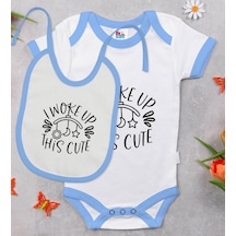 Bk Kids This Cute Tasarımlı Mavi Bebek Body Zıbın Ve Mama Önlüğü Çok Renkli
