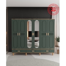 Dova 6 Kapaklı Çekmeceli Gardırop - Tamamı Mdf Yeşil
