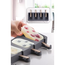 4' Lü Magnum Dondurma Kalıbı, Silikon Büyük Boy Gri Dondurma Kabı, Dondurmalık - Bpa Free