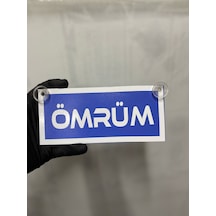 Mavi Renk Üzeri Beyaz Renk Ömrüm Yazılı Vantuzlu Cam Süsü