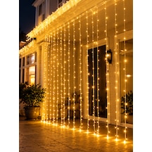 Yılbaşı Işıklandırma 3x3 Metre Fişli Sarı Led Perde Işık Yılbaşı Süsleri Ev Dekorasyonu Pencere Duvar Balkon Aydınlatma Günışığı