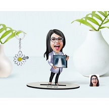 Kişiye Özel Kadın Radyolojist Karikatürlü 3D Ahşap Biblo Ve Isiml (473566975)