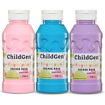 Childgen Süper Yıkanabilir 3'lü Parmak Boya Pastel Set 3 x 350 ML Pembe-Mavi-Mor