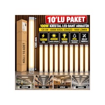 10 Lu Paket Kristal Desenli Beyaz 120 Cm Led Armatür 4000k Doğal Gün Işığı Sarı - 941473988 Sarı