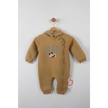 Trendimizbir By Murat Baby Gap Baskılı Kapşonlu Bebe Tulum-2451-kahverengi