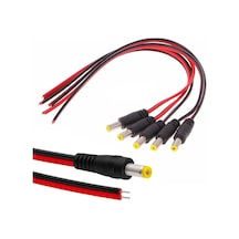6 ADET 30 cm. JACK POWER CCTV JAK 5.5*1.7mm KAMERA ERKEK KABLO