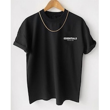 Startmore Erkek Siyah Essentials Baskılı Oversize Bisiklet Yaka Kısa Kollu T-shirt Siyah