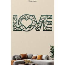Love Yazı Metal Duvar Tablosu - Metal Duvar Sanatı - Yosun Yeşili - 15 X 30 Cm Yeşil