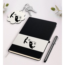 Kişiye Özel Tiyatro Sanatçısı Siyah Defter Kalem Ve Anahtarlık He