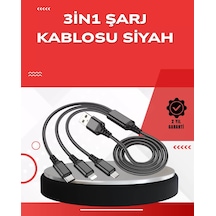 Lexroo Dayanıklı Metal Başlıklı 3 Ü 1 Arada Şarj Kablosu Tüm Ci