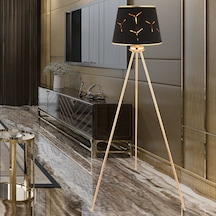 Epona Siyah Desenli Şapkalı Gold Modern Dekoratif Salon Lambader Diğer