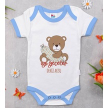 Bitmeyenkartus Bk Kids Kişiye Özel Mavi Bebek Body Zıbın - Model 136 Çok Renkli