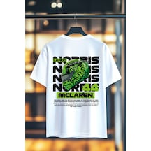 Book Orbook Lando Norrıs Green Mclaren %100 Pamuk Sırt Baskılı Heavy Cotton Premıum Kalite T-shırt Y360 Beyaz
