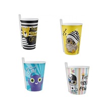 4 Adet Kendinden Pipetli Bardak 400 Ml Çok Renkli