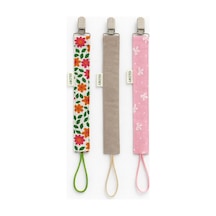 3lü Set Emzik Askısı Fiyonk Desen Kahverengi Çiçek Desen