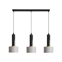 Rsylight Retro Metal Masa Üstü Dekoratif Rustik 3 Lü Siyah Beyaz Sıralı Avize Siyah