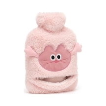 Sıcak Su Torbası Peluş Ultra Yumuşak Kumaş, Kokusuz, Cepli, 2 Litre Büyük Boy, Kedi Desenli, Tutuş Cep Bölmesi, Genel