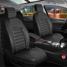 Geely Familia Lüx Deri Oto Koltuk Kılıfı Ön Arka Takım Set Çizgili Desen Tam Siyah