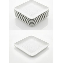 12 Adet Kırılmaz Melamin Kare Tatlı Tabağı Servis Tabağı 26 Cm - Beyaz Beyaz