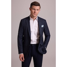 Erkek Lacivert Regular Fit Mono Yaka %100 Yün Ceket