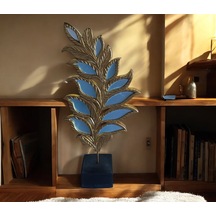 18cm-35cmlik Polyester,sarı Renk Yaprak Desenli Aynalı Biblo