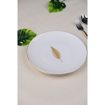 Tabak Evi Porselen Natura Fern Altın Yaldız Pasta Tabağı 20,50cm Tekli Çok Renkli